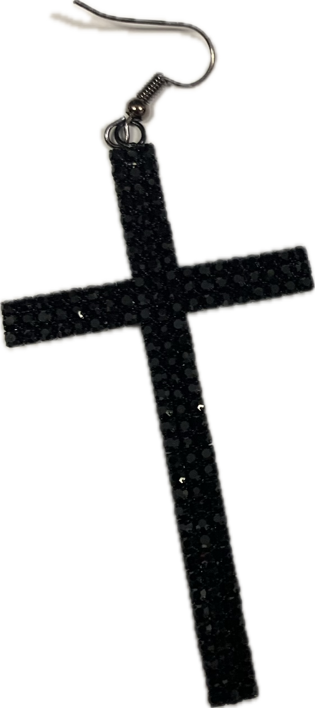 Black bling Cross earrings